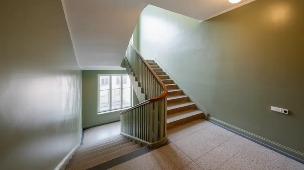 trapphusrenovering med nya ytskikt och belysning i guldheden johanneberg